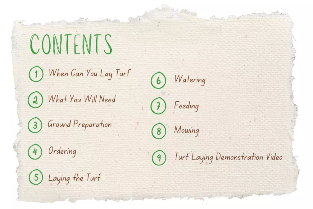 Laying turf contents