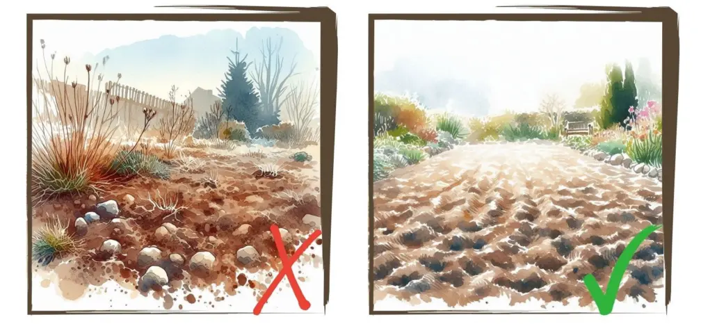 Soil prepared for turfing