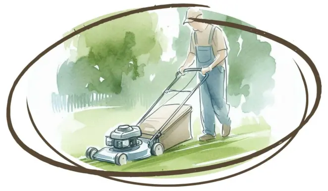 Mowing grass