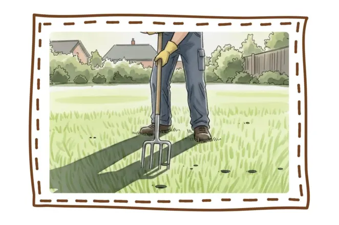 Aerating lawn autumn