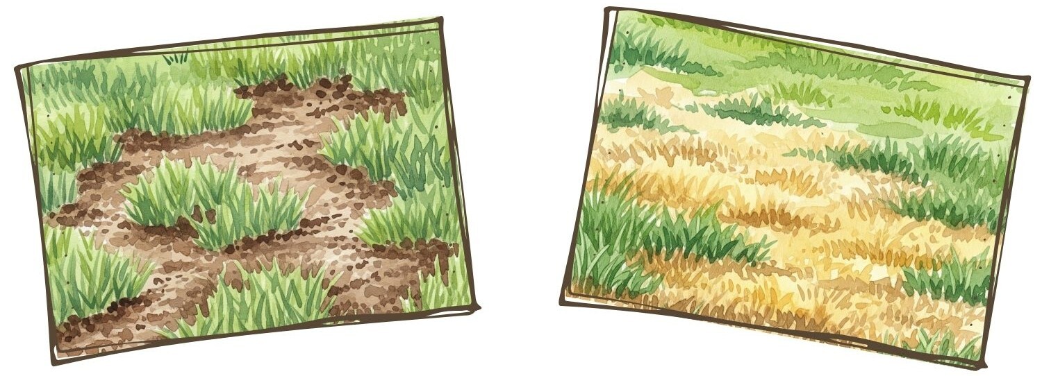 Sparse Growth and Yellowing Grass